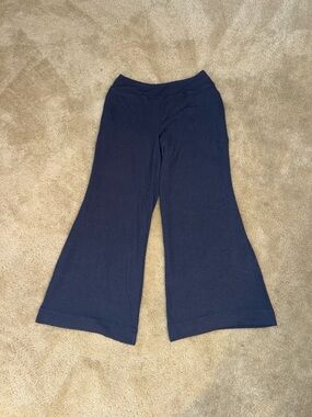 Athleta Navy Soft Ribbed Wide Leg Pants w/ Pockets